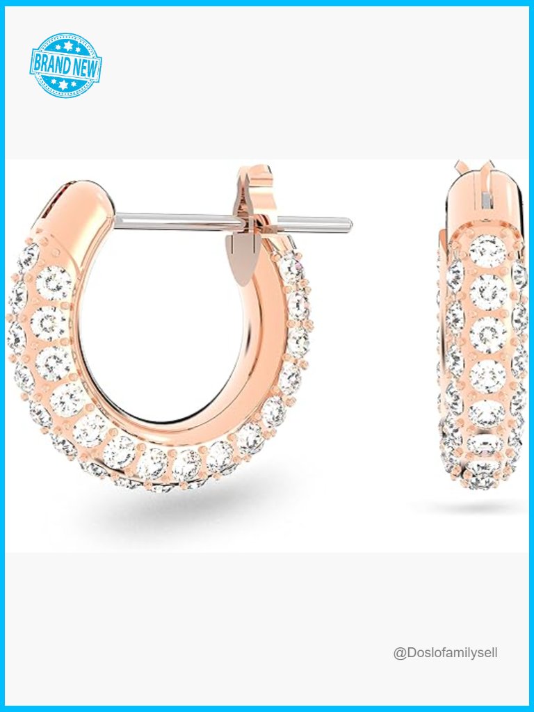 Rose Gold Crystal Hoop Earrings Minimalist Elegant Sparkling Pave Setting